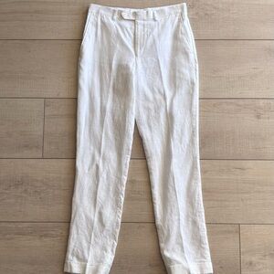 Ralph Lauren White Linen Straight Leg Trousers Coastal Chic Size 29